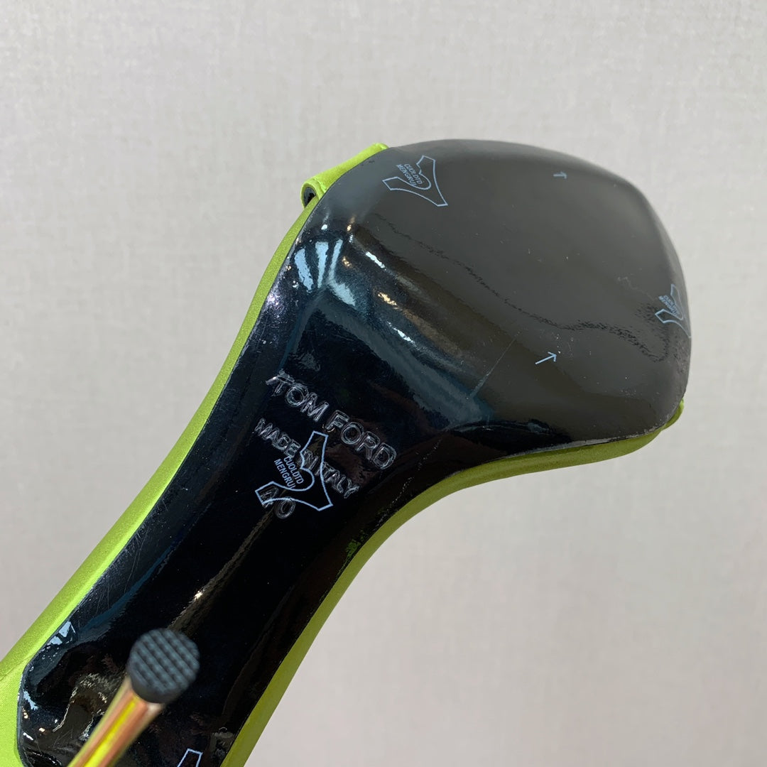 ANKLE SANDAL 10 CM IN PEAR GREEN SILK AND SHEEPSKIN