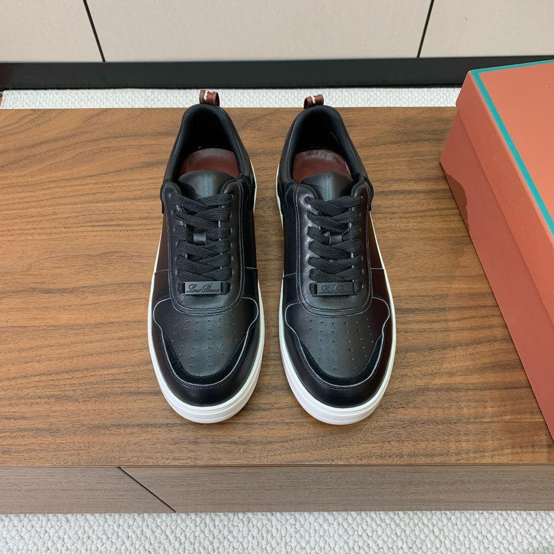 LP SNEAKERS IN BLACK CALFSKIN WITH WHITE SOLE