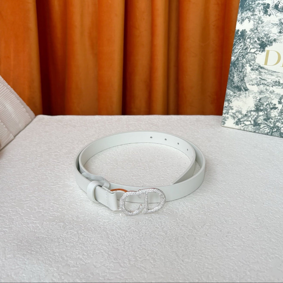 DIOR 25S BELT 20 MM IN WHITE CALFSKIN 595245