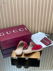GUCCI 26S LOAFER MULES IN DARK RED SUEDE
