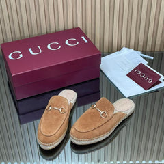 GUCCI 26S LOAFER MULES IN BROWN SUEDE