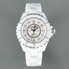 J12 Automatic White Ceramic Black Diamond Numerals Mop Dial
