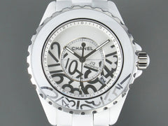 J12 Date 38mm Automatic White Ceramic Stainless Graffiti Limited