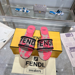 FF Women Signature Slides Dark Pink Gray Canvas Slide