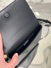 FLAP BAG 18 IN BLACK SHINY CALFSKIN