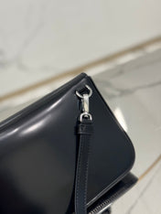 FLAP BAG 18 IN BLACK SHINY CALFSKIN