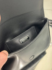 FLAP BAG 18 IN BLACK SHINY CALFSKIN