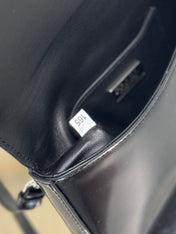 FLAP BAG 18 IN BLACK SHINY CALFSKIN