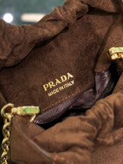 MINI BUCKET BAG 19 IN CHOCOLATE SOFT SUEDE GOLD HARDWARE