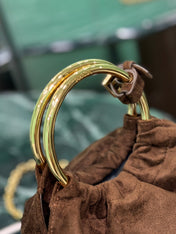 MINI BUCKET BAG 19 IN CHOCOLATE SOFT SUEDE GOLD HARDWARE