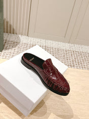 YSL 25S LOAFER MULE IN DARK RED GLOSSY CALFSKIN