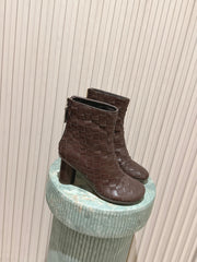 BOTTEGA VENETA 26S INTRECCIATO BOOTS 85 MM IN DARK BROWN LAMBSKIN
