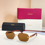 C DE RIMLESS GEOMETRIC FRAME SUNGLASSES 579510 IN METAL AND WOODEN