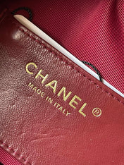 CAMERA BAG 18 IN RED QUILTED LAMBSKIN DOUBLE C GOLD COIN