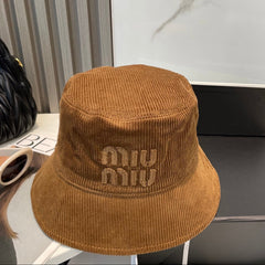 MM BUCKET IN BURNT ORANGE VELVET WITH LOGO