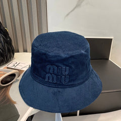 MM BUCKET IN NAVY BLUE VELVET WITH LOGO