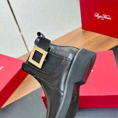 RANGERS CHELSEA BOOTS IN BLACK SMOOTH CALFSKIN GOLD BUCKLE