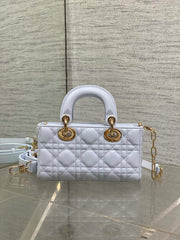 DIOR 25S SMALL LADY D‑JOY BAG 19 IN LIGHT BLUE CANNAGE CALFSKIN GOLD HARDWARE