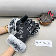 GLOVES IN BLACK DENIM AND CALFSKIN 463797