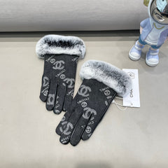 GLOVES IN BLACK DENIM AND CALFSKIN 463797