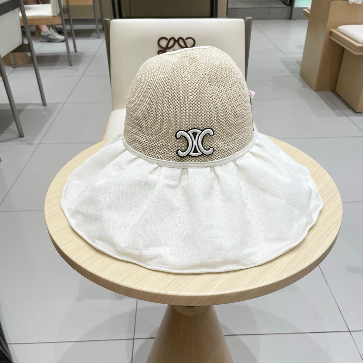 WIDE BRIM HALF HEAD HAT MODEL 650677 IN BEIGE MESH FABRIC