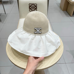 WIDE BRIM HALF HEAD HAT MODEL 650677 IN BEIGE MESH FABRIC