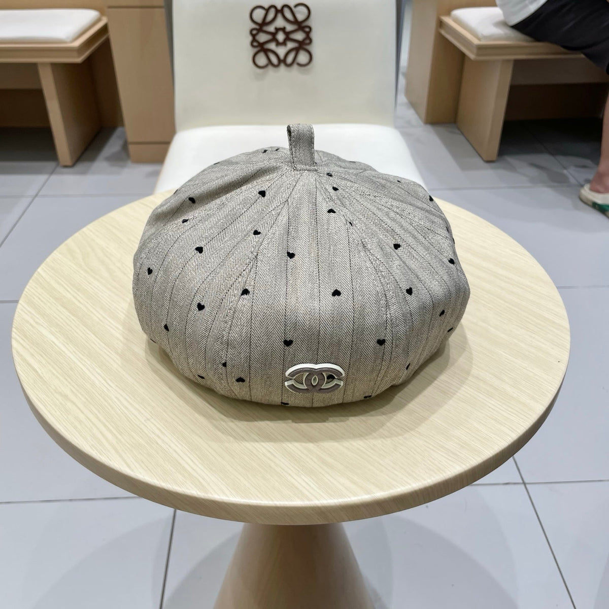 BERET HAT POLKA DOT GREIGE 672670