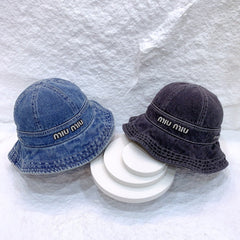 MM NEW DENIM BUCKET HAT RHINESTONE LOGO