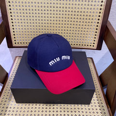 MM BASEBALL CAP IN NAVY BLUE AND RED FABRIC WITH LOGO EMBROIDERY