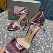 HIGH HEEL 10 CM SANDAL IN CREPE PINK CALFSKIN 537812