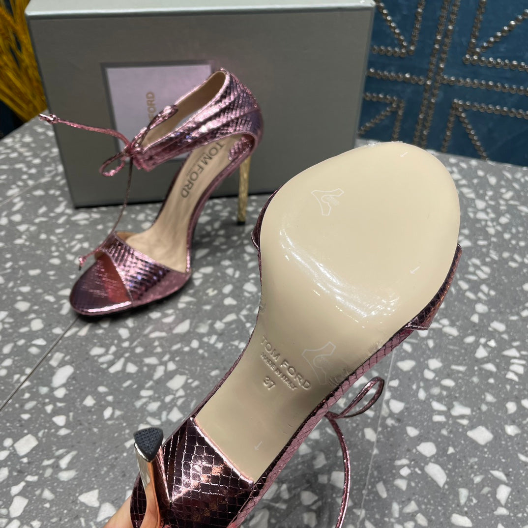 HIGH HEEL 10 CM SANDAL IN CREPE PINK CALFSKIN 537812