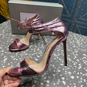 HIGH HEEL 10 CM SANDAL IN CREPE PINK CALFSKIN 537812