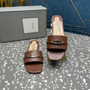 WHITNEY SLIDE IN CHOCOLATE BROWN CALFSKIN
