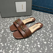 WHITNEY SLIDE IN CHOCOLATE BROWN CALFSKIN