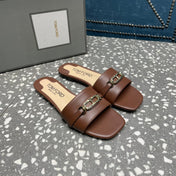 WHITNEY SLIDE IN CHOCOLATE BROWN CALFSKIN
