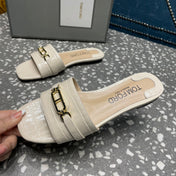 FLAT MULE IN WHITE CREAM CALFSKIN