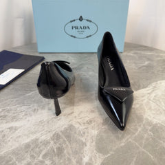 PRADA 25S POINTED-TOE HIGH HEELS 55 MM IN BLACK LAMBSKIN