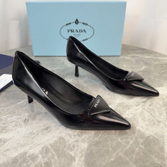 PRADA 25S POINTED-TOE HIGH HEELS 55 MM IN BLACK LAMBSKIN