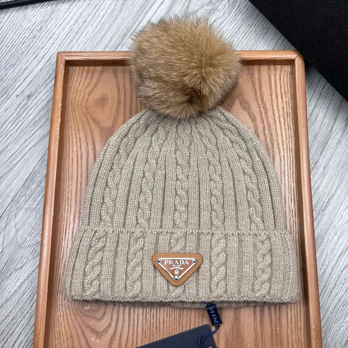 BEANIE HAT IN CAMEL BROWN WOOL 352367