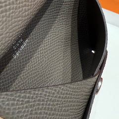 CALVI DUO COMPACT CARD HOLDER IN GRIS MEYER EPSOM CALFSKIN