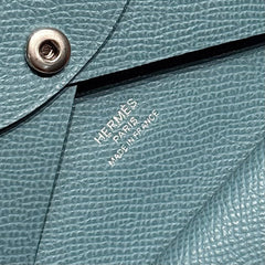 CALVI DUO COMPACT CARD HOLDER IN BLUE JEAN EPSOM CALFSKIN