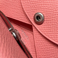 CALVI DUO COMPACT CARD HOLDER IN LIGHT PINK EPSOM CALFSKIN