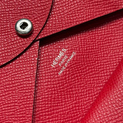 CALVI DUO COMPACT CARD HOLDER IN CRIMSON PINK EPSOM CALFSKIN