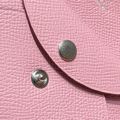 CALVI DUO COMPACT CARD HOLDER IN ROSE SAKURA EPSOM CALFSKIN