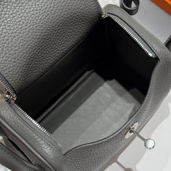 HERMES 25S MINI LINDY 19 IN CLOUD GRAY CALFSKIN SILVER HARDWARE