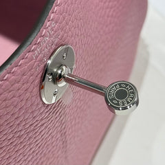 HERMES 25S MINI LINDY 19 IN MAUVE CALFSKIN SILVER HARDWARE