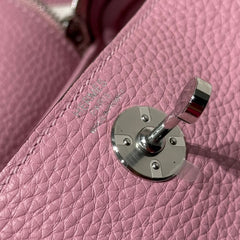 HERMES 25S MINI LINDY 19 IN MAUVE CALFSKIN SILVER HARDWARE
