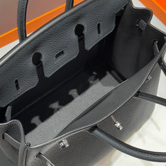 HERMES 25S MEDIUM BIRKIN 25 IN CHARCOAL GRAY CALFSKIN SILVER HARDWARE