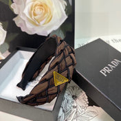 BRAIDED HEADBAND IN CHOCOLATE AND BLACK TRIM FABRIC 381459