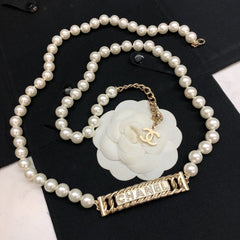 CHANEL 25S CHAIN BELT IN WHITE PEARL 615991